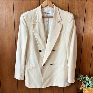 Vintage 80's Madisons 100% Wool Cream Double Breasted Blazer Made in USA